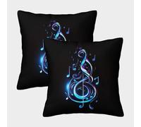MEFESE fonograma Fundas Cojines Decorativa 2 Piezas Símbolos Musicales Funda De Almohada Funda De Cojín 3D con Cubiertas para Cojines De Sala De Estar 45x45cm