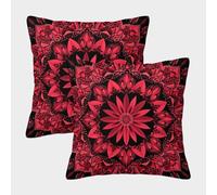 MEFESE Mandala de Bohemia Fundas Cojines Decorativa Juego De 2 Mandala Rojo Funda De Almohada Funda De Cojín 3D con Cubiertas para Cojines De Sala De Estar 50x50cm