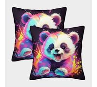MEFESE Panda bebé Fundas Cojines Antialérgicas 2 Piezas Funda De Almohada Diseño 3D Mejor Amigo 50x50cm