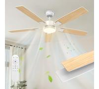 Mefine 2 Colores Aspas Reversibles Ventilador de Techo con Luz Silencioso, 132cm Regulable Lampara Ventilador Techo Grande con Mando y Motor DC Reversible para Salon Dormitorio Exterior Terraza