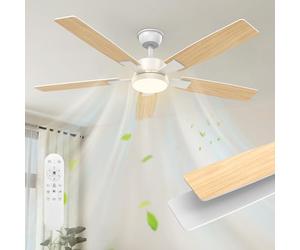 Mefine 2 Colores Aspas Reversibles Ventilador de Techo con Luz Silencioso, 132cm Regulable Lampara Ventilador Techo Grande con Mando y Motor DC Reversible para Salon Dormitorio Exterior Terraza