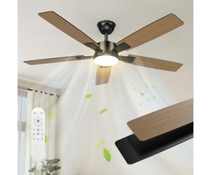 Mefine 2 Colores Aspas Reversibles Ventilador de Techo con Luz Silencioso, 132cm Regulable Lampara Ventilador Techo Grande con Mando y Motor DC Reversible para Salon Dormitorio Exterior Terraza