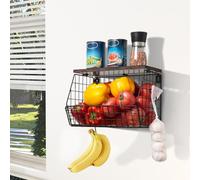 Mefirt Fruteros de Cocina, Frutero, Cesta Fruta Puede Como Verdulero Cocina de Almacenamiento, Estante de Pared para Verduras de Negro Apilables para Verduras, Frutas y Refrigerios