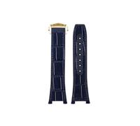 Mefloar Compatible con Omega Star Manhattan Cowhide Observatory 131,33, correa de reloj for hombre con parte inferior de goma, correa de reloj cóncava de 25mm hebilla de acero de 14mm(Blue-gold)
