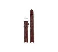 Mefloar Compatible con Swatch YSS317G LK292G Correa de reloj de cuero genuino 12mm Textura de cocodrilo Correa de reloj suave negra marrón Accesorios y herramientas gratuitas(B Brown-silver)