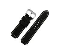 Mefloar Compatible con Timex Tidal T2N721 T2N720 TW2T76500 TW2T76300 TW2R55500 Correa de reloj de cuero 24mm*16mm(Black steel)