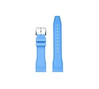 Mefloar Correa de reloj de 20mm 22mm Compatible con Breitling Super Ocean Avenger Fluoro, correa de reloj de goma, pulseras con cierre de mariposa de buceo(Light blue-silver pin buckle,20mm)