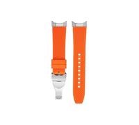Mefloar Correa de reloj de caucho fluorado Compatible con Tudor Biwan Bay Black Gold serie 1958M79030N M79030B de 39mm(Orange-Folding Clasp)