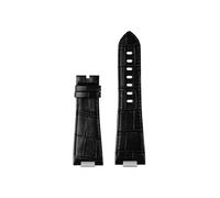 Mefloar Correa de reloj de cuero con extremo convexo de 26x12mm Compatible con Tissot 1853 serie PRX, correa de reloj T137.407, pulsera for hombre T137.410(A Black no buckle)