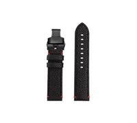 Mefloar Correa de reloj de cuero de estrella de mar Compatible con Tissot T125.617 T120.417/Black Knight/Hamilton/MIDO 22mm pulsera de correa de reloj for hombre(Black red-black Folding)