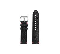 Mefloar Correa de reloj de cuero de estrella de mar Compatible con Tissot T125.617 T120.417/Black Knight/Hamilton/MIDO 22mm pulsera de correa de reloj for hombre(Black red-silver)