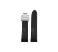 Mefloar Correa de reloj de cuero genuino de 20mm 23mm Compatible con Cartier Santos 100, accesorios de correa de reloj con hebilla plegable a la moda for hombres y mujeres(Black Silver Buckle,23mm)