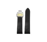 Mefloar Correa de reloj de cuero genuino de 20mm 23mm Compatible con Cartier Santos 100, accesorios de correa de reloj con hebilla plegable a la moda for hombres y mujeres(Black gold Buckle,23mm)