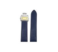 Mefloar Correa de reloj de cuero genuino de 20mm 23mm Compatible con Cartier Santos 100, accesorios de correa de reloj con hebilla plegable a la moda for hombres y mujeres(Blue gold buckle,23mm)