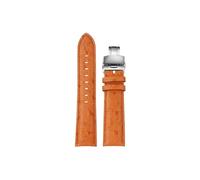 Mefloar Correa de reloj de cuero vacuno suave for hombre, correa de reloj de 20mm 22mm Compatible con Tissot/Omega/IWC, negra, naranja, marrón y azul, accesorios(Orange brown-Folding,22mm)