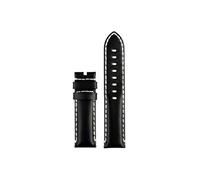 Mefloar Correa de reloj de cuero Vintage de 22mm Compatible con Tissot 1853 Black Samurai T125.617 pulsera de cuero de vaca for hombre(Black White-no buckle)
