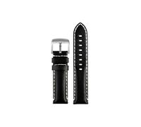 Mefloar Correa de reloj de cuero Vintage de 22mm Compatible con Tissot 1853 Black Samurai T125.617 pulsera de cuero de vaca for hombre(Black White-Silver)
