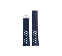 Mefloar Correa de reloj de piel de cocodrilo, suave y transpirable, 22mm, Compatible con TAG HEUER MONACO CARRERA, pulsera con hebilla plegable(Blue-silver)