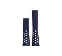 Mefloar Correa de reloj de piel de cocodrilo, suave y transpirable, 22mm, Compatible con TAG HEUER MONACO CARRERA, pulsera con hebilla plegable(Blue Red-no buckle)