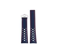 Mefloar Correa de reloj de piel de cocodrilo, suave y transpirable, 22mm, Compatible con TAG HEUER MONACO CARRERA, pulsera con hebilla plegable(Blue Red-silver)