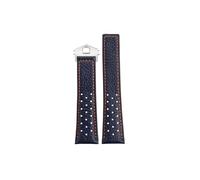 Mefloar Correa de reloj de piel de cocodrilo, suave y transpirable, 22mm, Compatible con TAG HEUER MONACO CARRERA, pulsera con hebilla plegable(Blue Orange-silve)