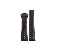 Mefloar Correa de reloj de piel de cocodrilo, suave y transpirable, 22mm, Compatible con TAG HEUER MONACO CARRERA, pulsera con hebilla plegable(Black Orange-Black)
