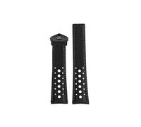 Mefloar Correa de reloj de piel de cocodrilo, suave y transpirable, 22mm, Compatible con TAG HEUER MONACO CARRERA, pulsera con hebilla plegable(Black grey-Black)