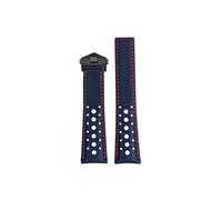 Mefloar Correa de reloj de piel de cocodrilo, suave y transpirable, 22mm, Compatible con TAG HEUER MONACO CARRERA, pulsera con hebilla plegable(Blue Red-Black)
