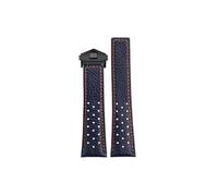 Mefloar Correa de reloj de piel de cocodrilo, suave y transpirable, 22mm, Compatible con TAG HEUER MONACO CARRERA, pulsera con hebilla plegable(Blue Orange-black)