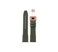 Mefloar Correa de reloj de piel de vaca de lona de nailon Compatible con IWC Big Pilot Little Prince Mark 18 Portugal hombres 20mm 21mm 22mm pulsera de correa de reloj(Green-Rose gold folding,21mm)