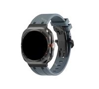 Mefloar Correa de reloj de silicona Compatible con Samsung Galaxy Watch Ultra 47mm, pulsera deportiva con cierre de mariposa for hombre(Black grey)