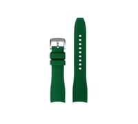Mefloar Correa de reloj de silicona con extremo curvado de 22mm, Compatible con Mido New Multifort TV M049.526, pulsera con hebilla plegable for hombre(Green silver pin buckle)