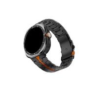 Mefloar Correa de reloj de titanio Compatible con Samsung Galaxy Watch Ultra 47mm, correa de metal de lujo sin espacios(Black orange)
