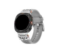 Mefloar Correa de reloj deportiva de goma compatible con Samsung Galaxy Watch Ultra 47mm, correa de silicona suave(Silver grey)