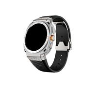 Mefloar Correa de reloj deportiva de goma for Compatible con Samsung Galaxy Watch 7 Ultra 47mm, conector de acero inoxidable, pulsera de correa de reloj de silicona for hombre(Titanium black)