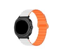 Mefloar Correa de reloj deportiva de silicona Compatible con Samsung Galaxy Watch Ultra 47mm hebilla mag nética pulsera de reloj(White Orange)