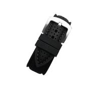 Mefloar Correa de reloj deportiva de silicona transpirable Compatible con huawei/Samsung/Mido/Tissot/Omega 20mm 22mm 24mm accesorios de correa de reloj de goma(Black-silver,20mm)