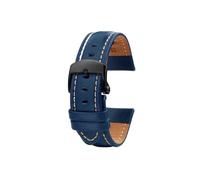 Mefloar Correa de reloj for hombre con hebilla plegable de acero inoxidable de 20mm 22mm Compatible con Breitling Aviation Avenger Super Ocean, correa de reloj de cuero genuino(Blue-black folding)