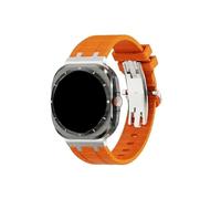 Mefloar Correa de silicona AP con hebilla de mariposa for reloj Compatible con Samsung Galaxy Watch Ultra 47mm, pulsera deportiva for hombre(Silver orange)