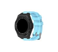 Mefloar Kit de modificación compatible con Samsung Galaxy Watch 4 Classic de 46 mm con correa de goma y caja de acero inoxidable(Blue black)