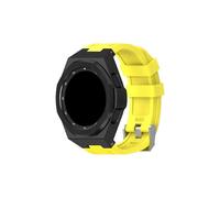 Mefloar Kit de modificación compatible con Samsung Galaxy Watch 4 Classic de 46 mm con correa de goma y caja de acero inoxidable(Yellow black)