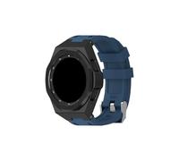 Mefloar Kit de modificación compatible con Samsung Galaxy Watch 4 Classic de 46 mm con correa de goma y caja de acero inoxidable(Deep blue black)