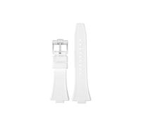 Mefloar Pulsera de goma for hombre Compatible con Tissot 1853 PRX Super Player T137.407 T137.410 correa de reloj de silicona impermeable(White-steel)