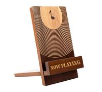 mefocou Now Playing - Soporte para discos de vinilo, soporte de vinilo de madera, organizador de álbumes para escritorio, estante de exhibición de colección de álbumes retro