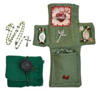 mefocou Santuario de bolsillo con cruz de plata incluida en el interior, mini santuario de cruz de bolsillo con cadena, manualidades de aliento, accesorios de oración, decoración cristiana, regalo
