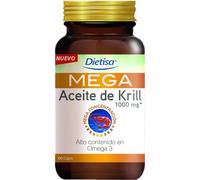 Mega Aceite de Krill, Complemento Alimenticio a Base de Auténtico Aceite de Krill, Rico en Omega 3, con Propiedades Antioxidantes - 60 Cápsulas