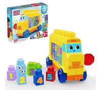 MEGA BLOKS Autobús First Builders - 45 piezas, numeritos encajables, Amarillo, a partir de 1 año