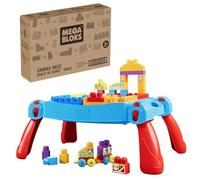 Mega BLOKS First Builders Mesa Build 'n Learn, Bloques, Azul | Mesa de actividades portátil, 30 piezas, almacenamiento integrado, +1 año, fácil de montar, CNM42