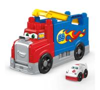 MEGA BLOKS First Builders Toddler Blocks Toy Set Build & Race Rig with 16 Pieces Sounds and Storage Red Ages 1+ Years