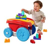 MEGA BLOKS First Builders Vagón recogebloques Juguete infantil de construcción con bloques, incluye 20 piezas y almacenamiento integrado, el juguete recoge los bloques, rojo, a partir de 1 año, JFR30